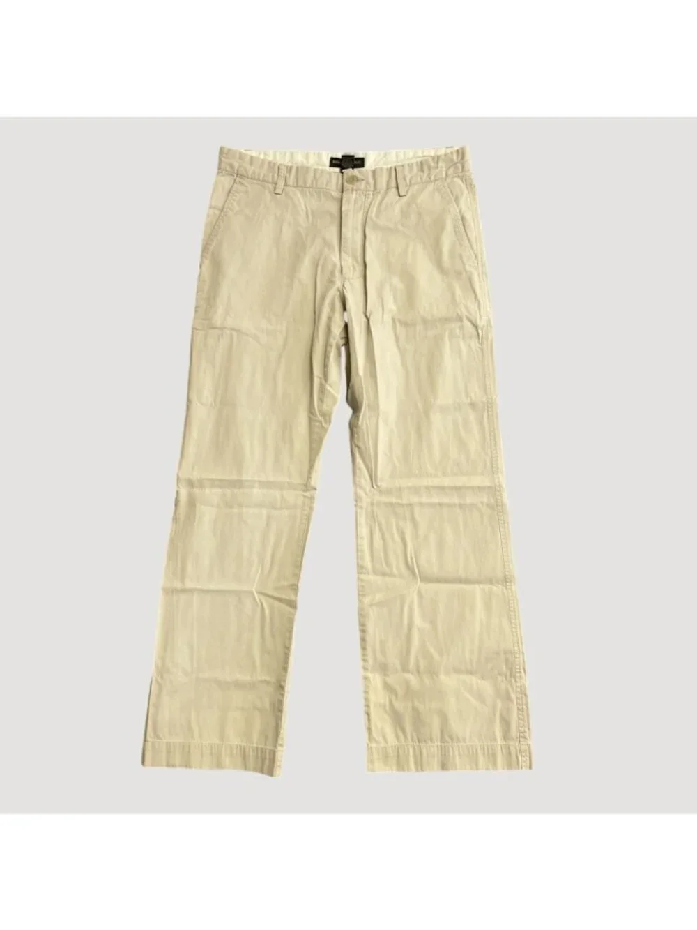 Banana Republic Men's 35x32 Khaki Cotton Flat-Front Chino Pants P0346